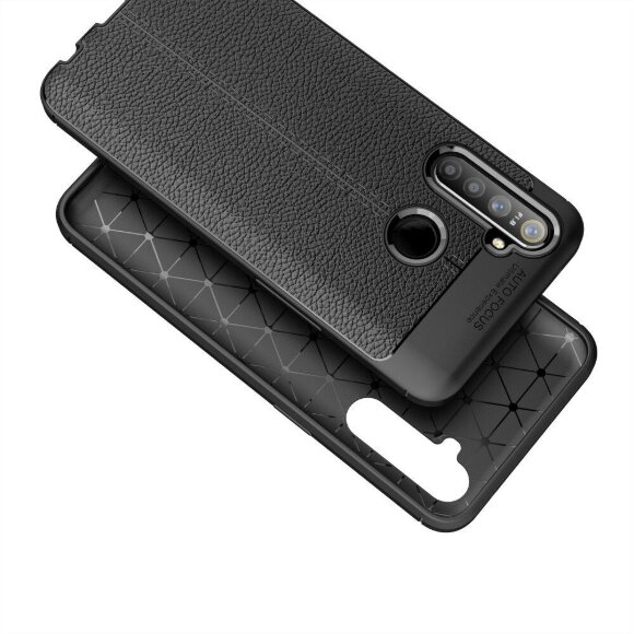 Чехол-накладка Litchi Grain для Realme 5 Pro (черный) Чехол-накладка Litchi Grain для Realme 5 Pro (черный)