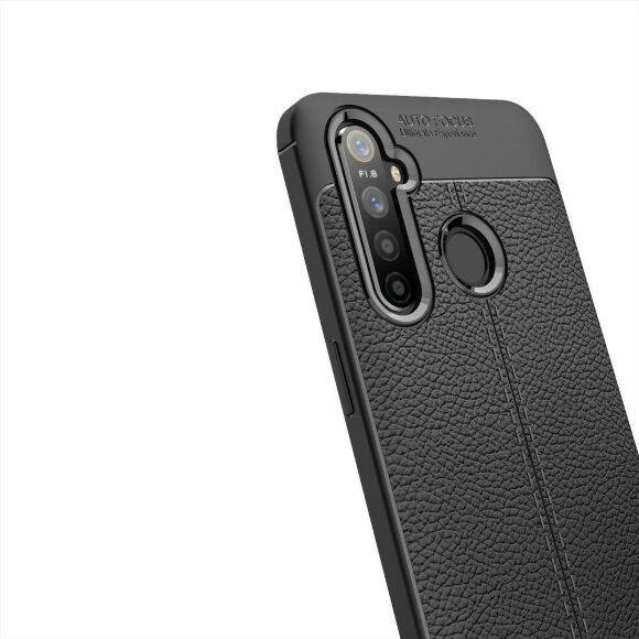 Чехол-накладка Litchi Grain для Realme 5 Pro (черный) Чехол-накладка Litchi Grain для Realme 5 Pro (черный)