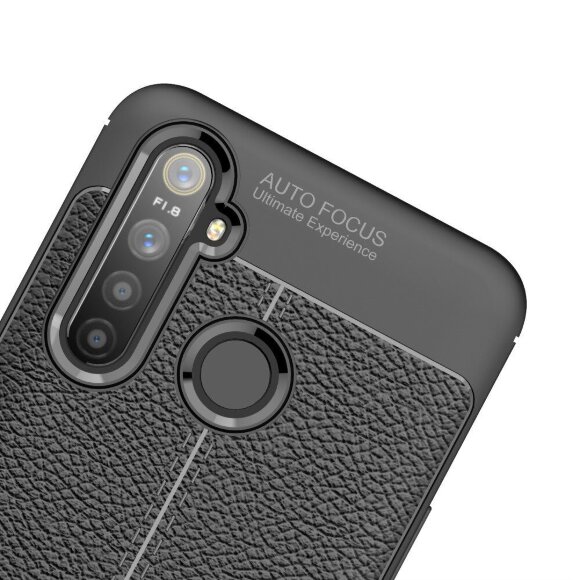 Чехол-накладка Litchi Grain для Realme 5 Pro (черный) Чехол-накладка Litchi Grain для Realme 5 Pro (черный)