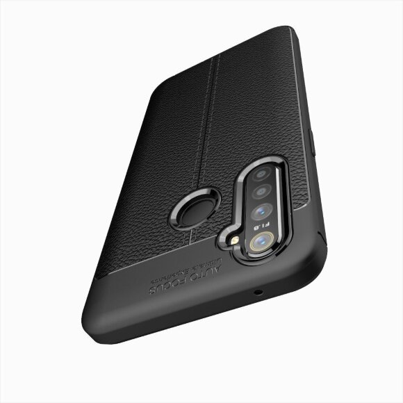 Чехол-накладка Litchi Grain для Realme 5 Pro (черный) Чехол-накладка Litchi Grain для Realme 5 Pro (черный)