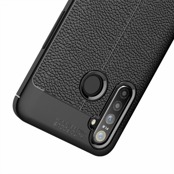 Чехол-накладка Litchi Grain для Realme 5 Pro (черный) Чехол-накладка Litchi Grain для Realme 5 Pro (черный)