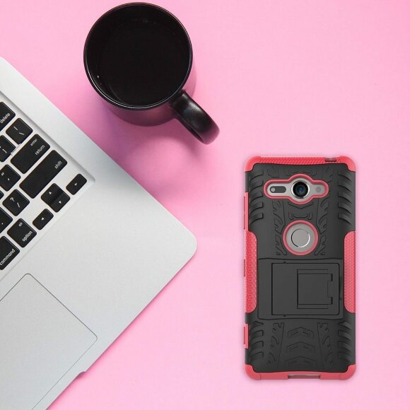 Чехол Hybrid Armor для Sony Xperia XZ2 Compact (черный + розовый) Чехол Hybrid Armor для Sony Xperia XZ2 Compact (черный + розовый)