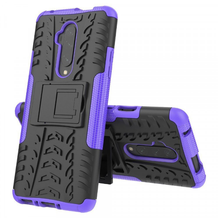 Чехол Hybrid Armor для OnePlus 7T Pro (черный + фиолетовый)