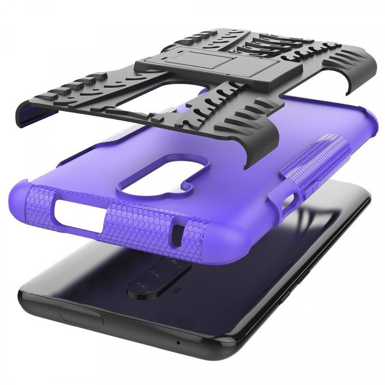 Чехол Hybrid Armor для OnePlus 7T Pro (черный + фиолетовый)