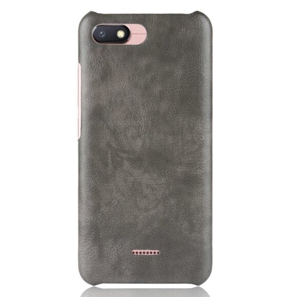 Чехол Litchi Texture для Xiaomi Redmi 6A (серый)
