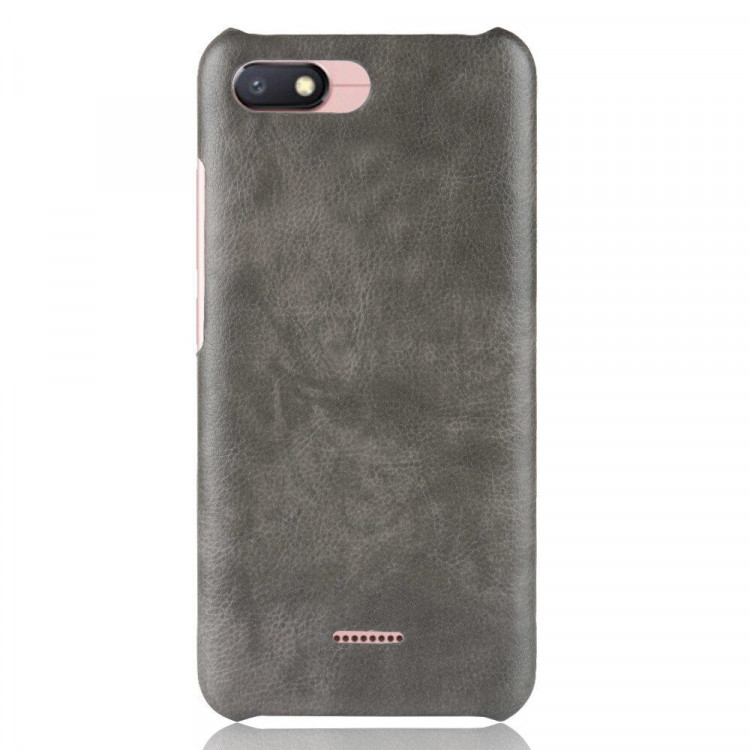 Чехол Litchi Texture для Xiaomi Redmi 6A (серый)
