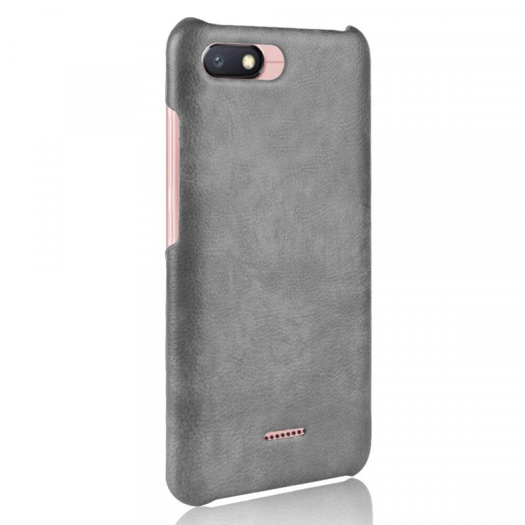 Чехол Litchi Texture для Xiaomi Redmi 6A (серый)