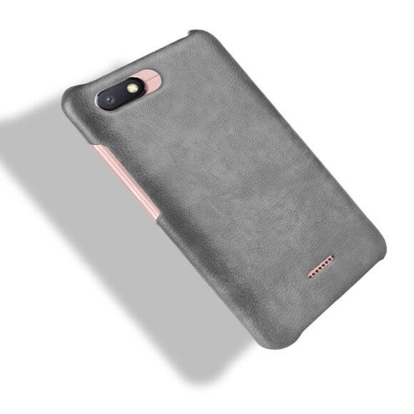 Чехол Litchi Texture для Xiaomi Redmi 6A (серый)