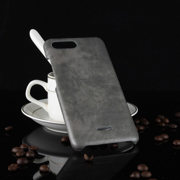 Чехол Litchi Texture для Xiaomi Redmi 6A (серый)