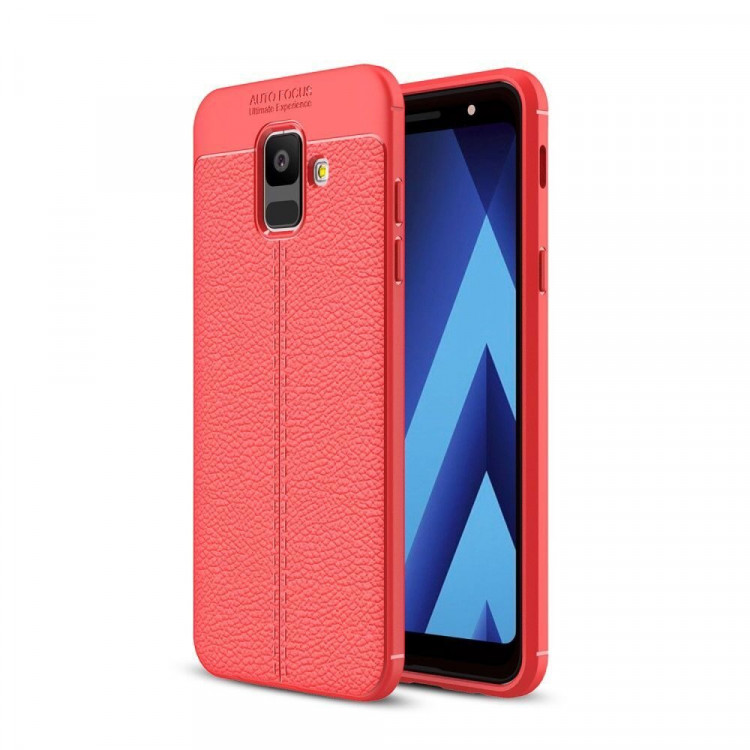 Чехол-накладка Litchi Grain для Samsung Galaxy A6 (красный)