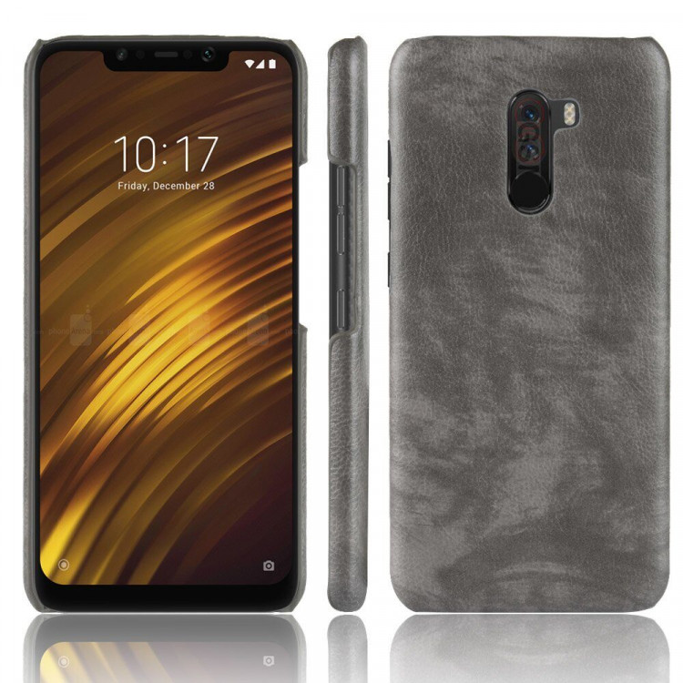 Чехол Litchi Texture для Xiaomi Pocophone F1 / Poco F1 (серый)