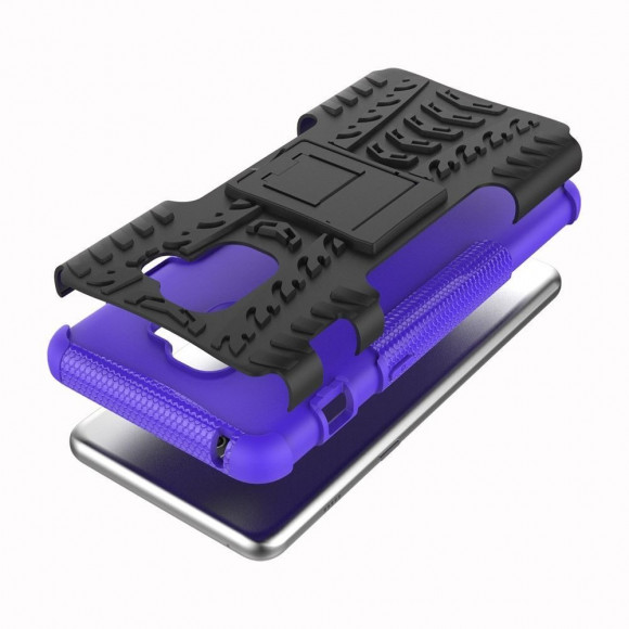 Чехол Hybrid Armor для Samsung Galaxy A8 Plus (2018) (черный + голубой)
