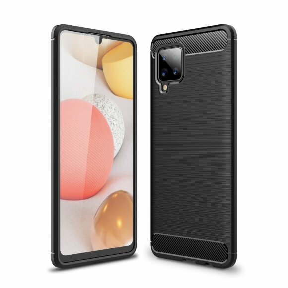 Чехол-накладка Carbon Fibre для Samsung Galaxy A42 (черный)