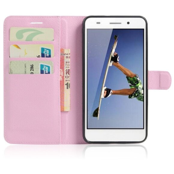 Чехол с визитницей для Huawei Y6 II (розовый) Чехол с визитницей для Huawei Y6 II (розовый)