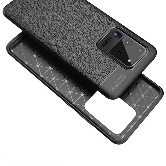 Чехол-накладка Litchi Grain для Samsung Galaxy S20 Ultra (черный)