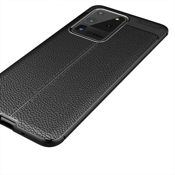 Чехол-накладка Litchi Grain для Samsung Galaxy S20 Ultra (черный)