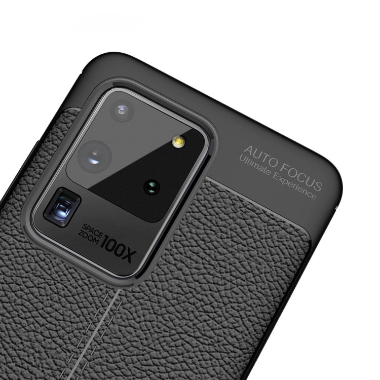 Чехол-накладка Litchi Grain для Samsung Galaxy S20 Ultra (черный)