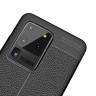 Чехол-накладка Litchi Grain для Samsung Galaxy S20 Ultra (черный)
