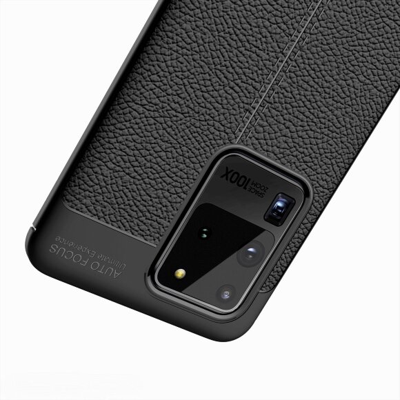 Чехол-накладка Litchi Grain для Samsung Galaxy S20 Ultra (черный)