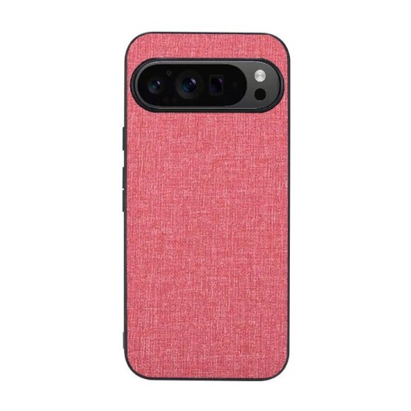 Чехол с тканевой текстурой для Google Pixel 9, Pixel 9 Pro (розовый)