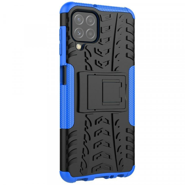 Чехол Hybrid Armor для Samsung Galaxy A22 (черный + голубой)