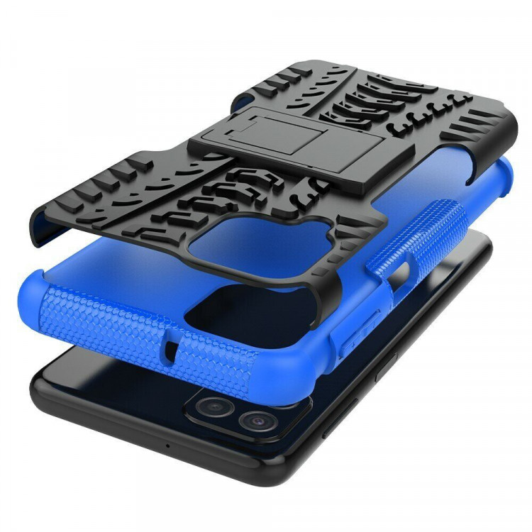 Чехол Hybrid Armor для Samsung Galaxy A22 (черный + голубой)