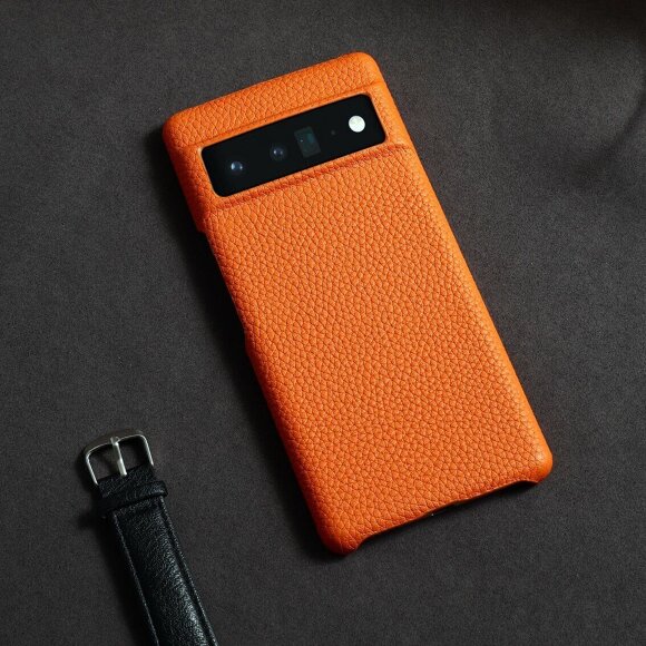 Кожаный чехол Cowhide для Google Pixel 7 (оранжевый) Кожаный чехол Cowhide для Google Pixel 7 (оранжевый)