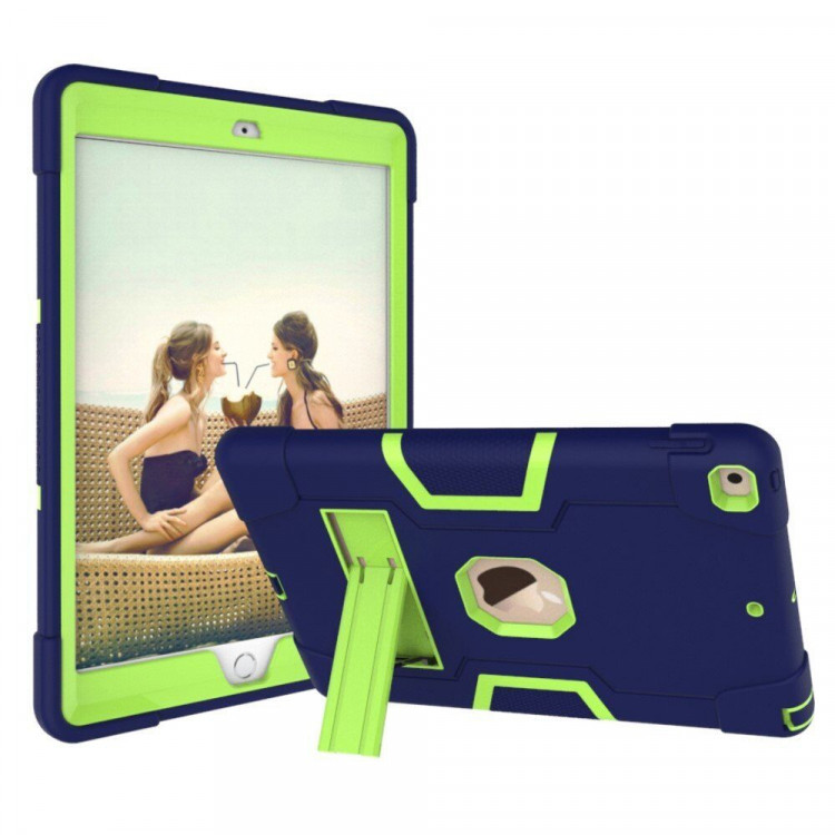 Гибридный TPU чехол для Apple iPad 10.2 (темно-синий + зеленый)