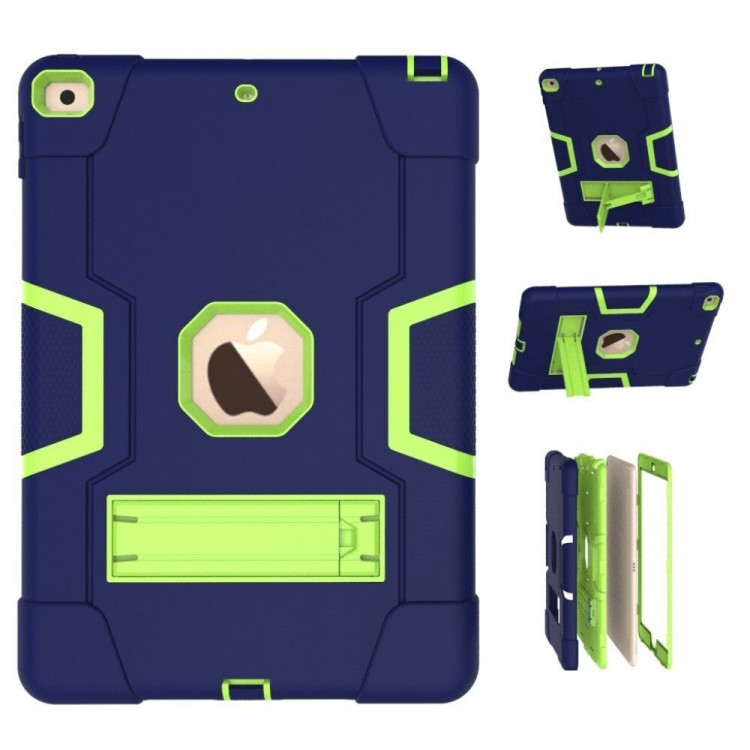 Гибридный TPU чехол для Apple iPad 10.2 (темно-синий + зеленый)