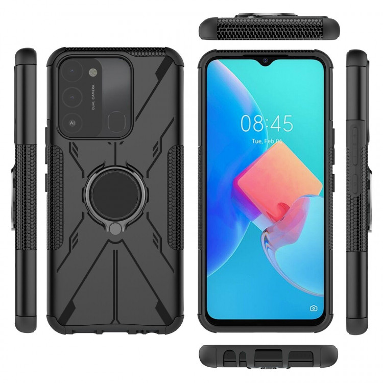 Чехол Armor Shockproof Ring Holder для Tecno Spark Go 2022 (черный)