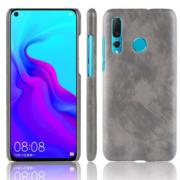 Кожаная накладка-чехол Litchi Texture для Huawei nova 4 (серый)