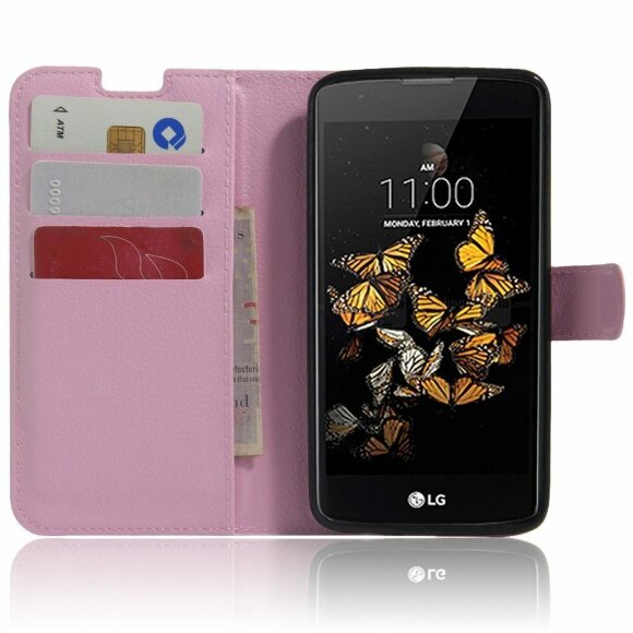 Чехол с визитницей для LG K8 K350E (розовый)