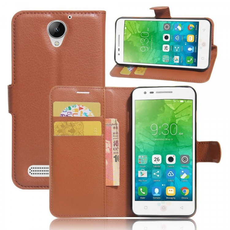 Чехол с визитницей для Lenovo Vibe C2 Power (коричневый)
