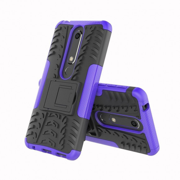 Чехол Hybrid Armor для Nokia 6 (2018) / Nokia 6.1 (черный + фиолетовый)