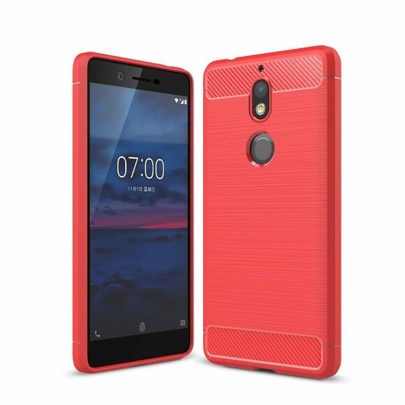 Чехол-накладка Carbon Fibre для Nokia 7 (красный)