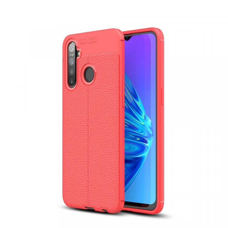 Чехол-накладка Litchi Grain для Realme 5 Pro (красный)