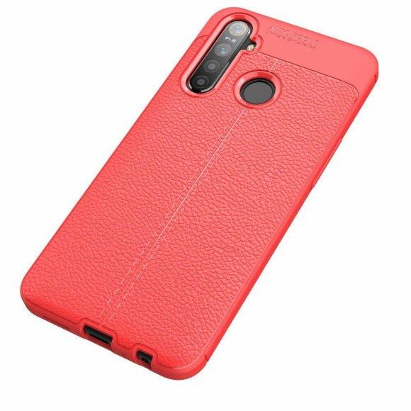 Чехол-накладка Litchi Grain для Realme 5 Pro (красный)