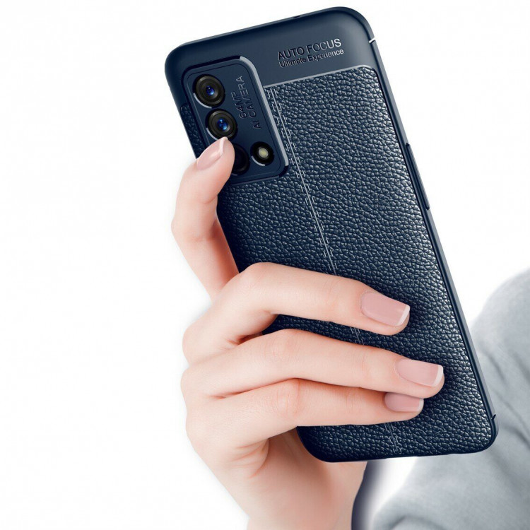 Чехол-накладка Litchi Grain для Realme GT Master Edition (темно-синий)