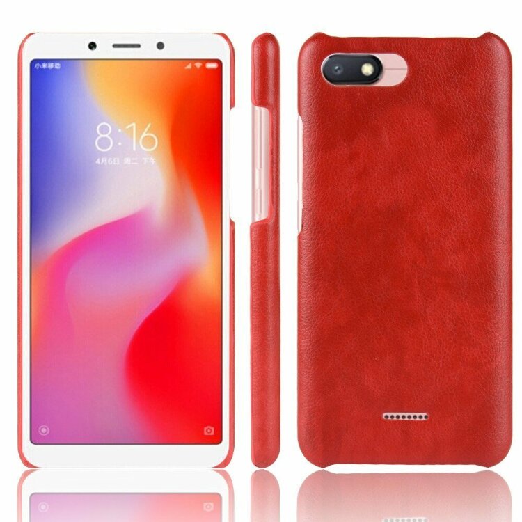 Чехол Litchi Texture для Xiaomi Redmi 6A (красный)