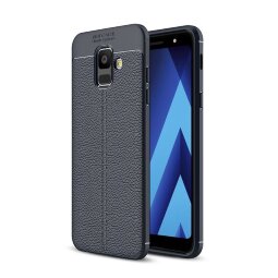 Чехол-накладка Litchi Grain для Samsung Galaxy A6 (темно-синий)