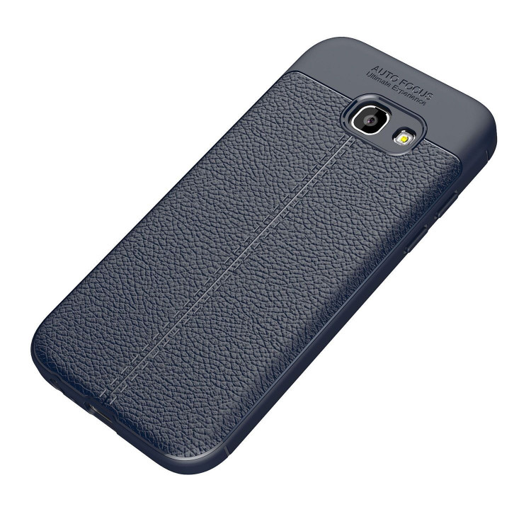 Чехол-накладка Litchi Grain для Samsung Galaxy A7 (2017) SM-A720F (темно-синий)