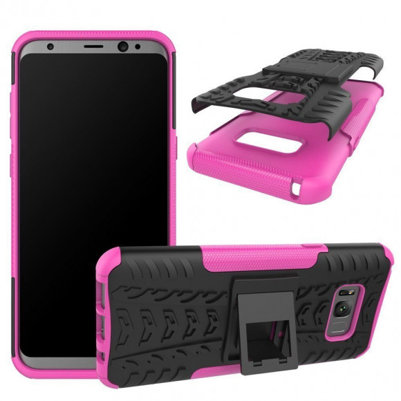 Чехол Hybrid Armor для Samsung Galaxy S8+ (черный + розовый)