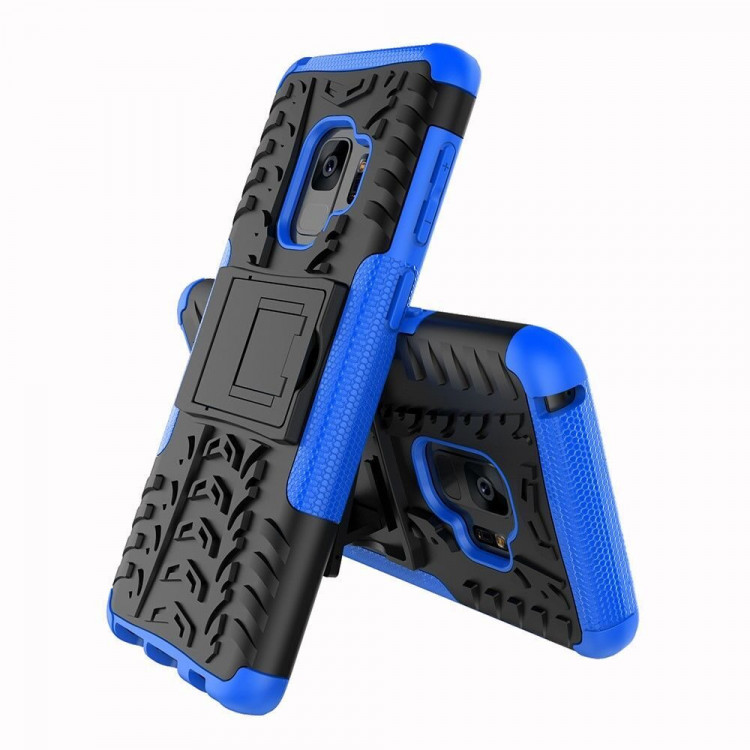 Чехол Hybrid Armor для Samsung Galaxy S9+ (черный + голубой)