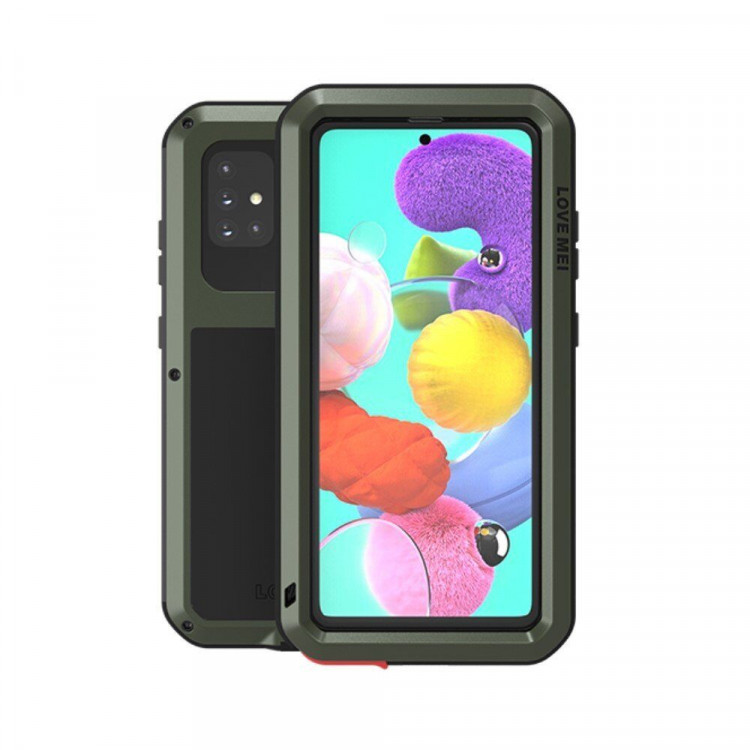 Гибридный чехол LOVE MEI для Samsung Galaxy A51 (темно-зеленый)