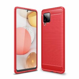 Чехол-накладка Carbon Fibre для Samsung Galaxy A42 (красный)