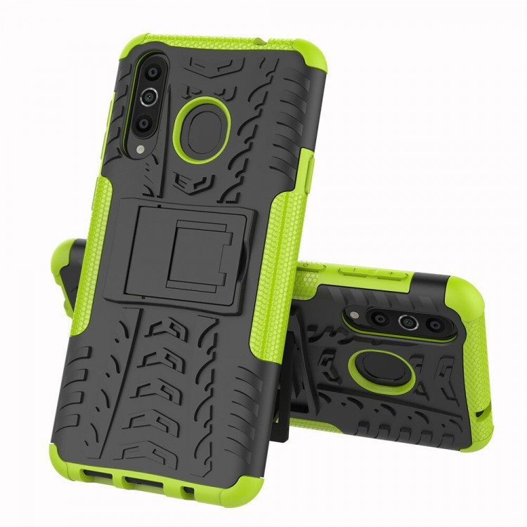 Чехол Hybrid Armor для Samsung Galaxy A8s (черный + зеленый)