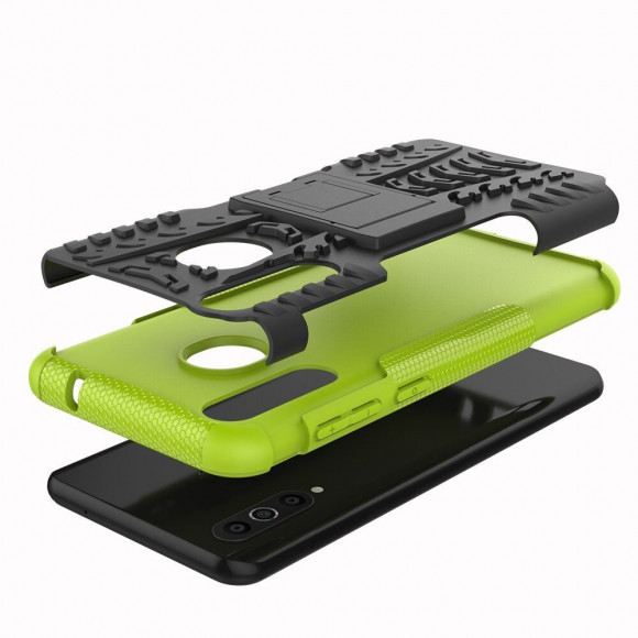 Чехол Hybrid Armor для Samsung Galaxy A8s (черный + зеленый)
