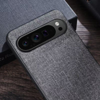 Чехол с тканевой текстурой для Google Pixel 9, Pixel 9 Pro (серый)