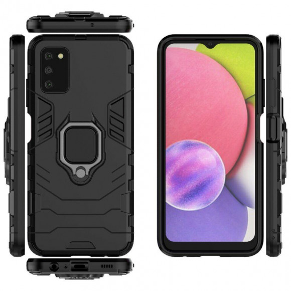 Чехол Armor Ring Holder для Samsung Galaxy A03s (черный) Чехол Armor Ring Holder для Samsung Galaxy A03s (черный)