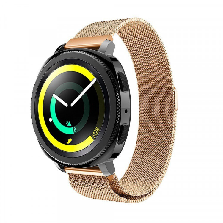 Миланский сетчатый браслет Luxury для Samsung Gear Sport / Gear S2 Classic / Galaxy Watch 42мм / Watch Active / Watch 3 (41мм) / Watch4 (розовое золото)